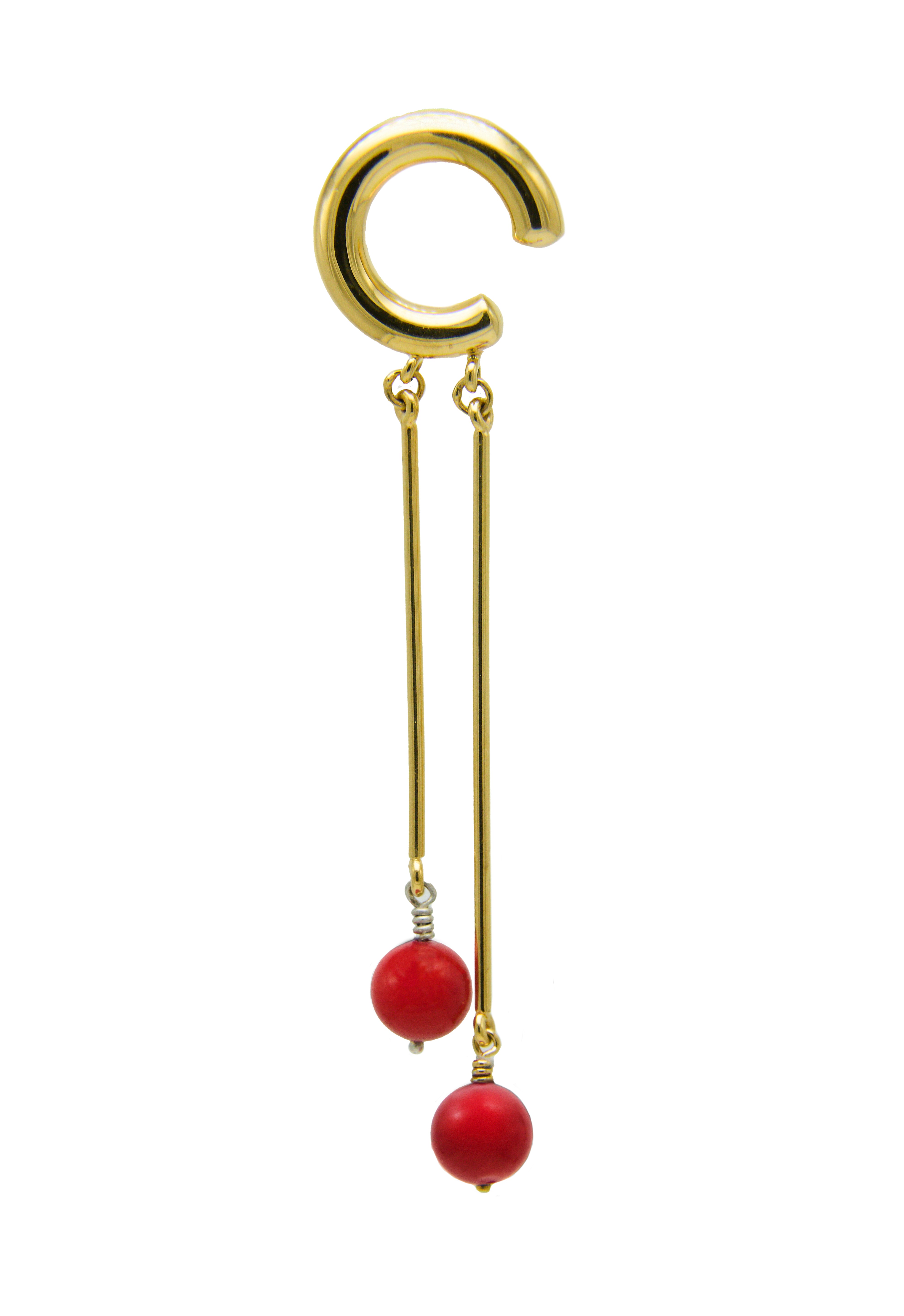 Earcuff Two Red Corals