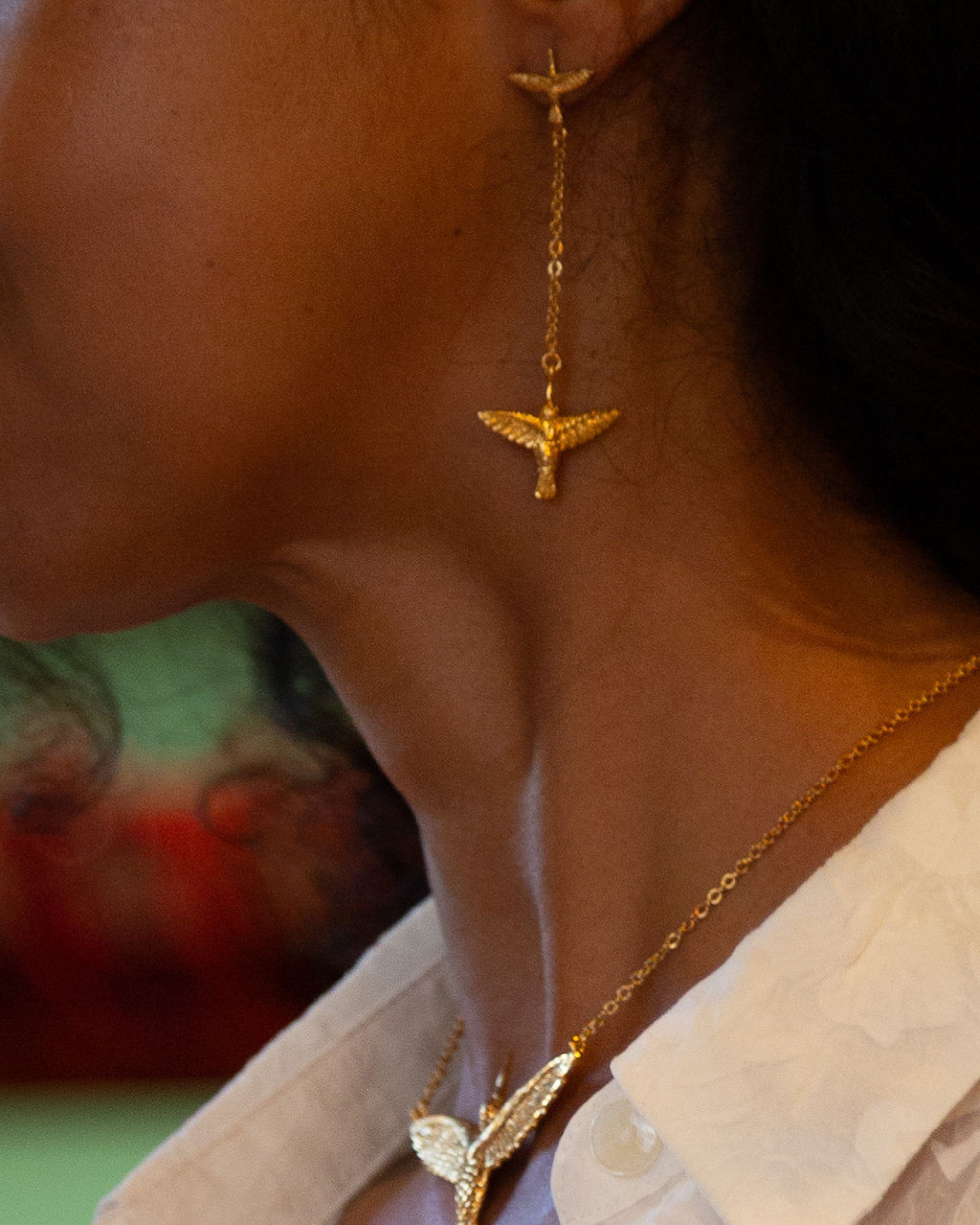 Earrings with Chain Hummingbird - Sophie Simone Designs