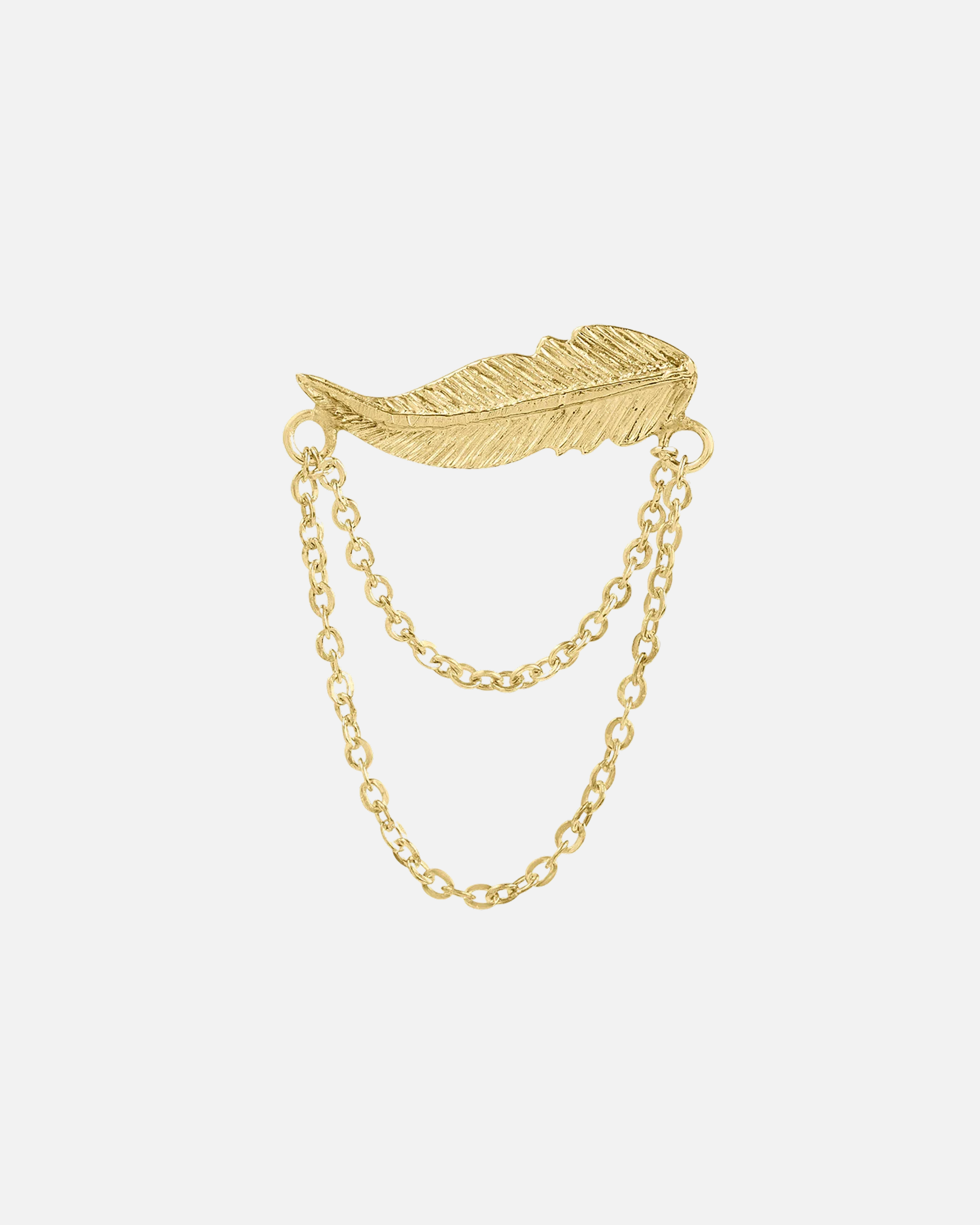 Earring Feather Chains 14K Gold
