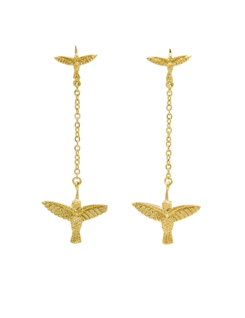 Earrings with Chain Hummingbird - Sophie Simone Designs