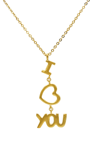 Necklace I love you / Sophie Simone Designs / 22K Gold Plated or
