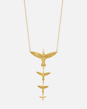 PRE-ORDER: Necklace Four Hummingbirds 14K Gold