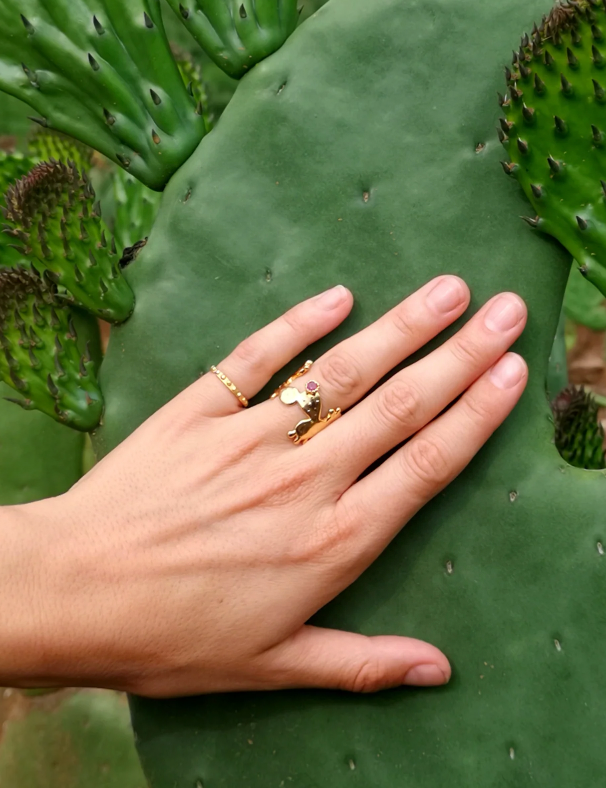 Ring Cactus with Stone - Sophie Simone Designs