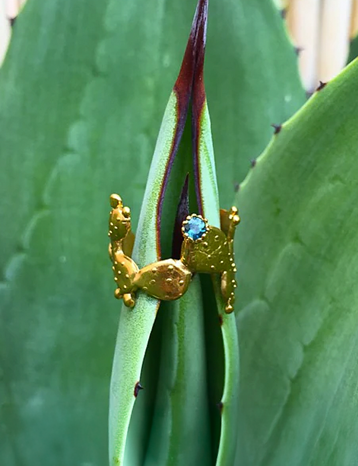 Ring Cactus with Stone - Sophie Simone Designs