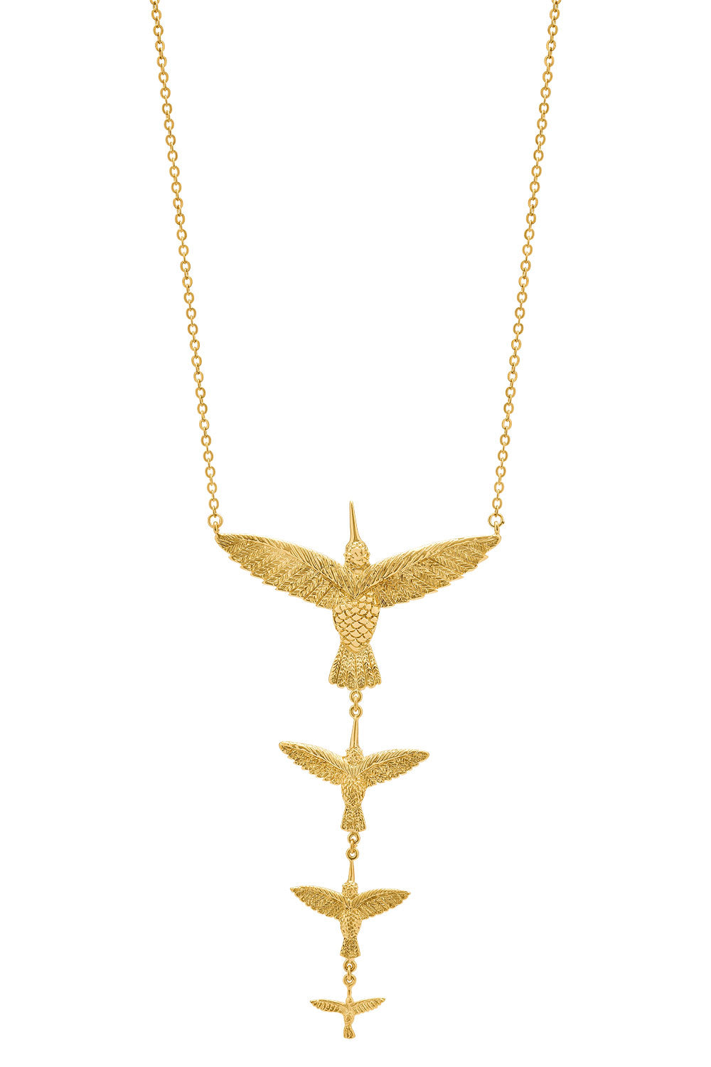 Necklace Four Hummingbirds 14k Gold