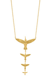 Necklace Four Hummingbirds 14k Gold