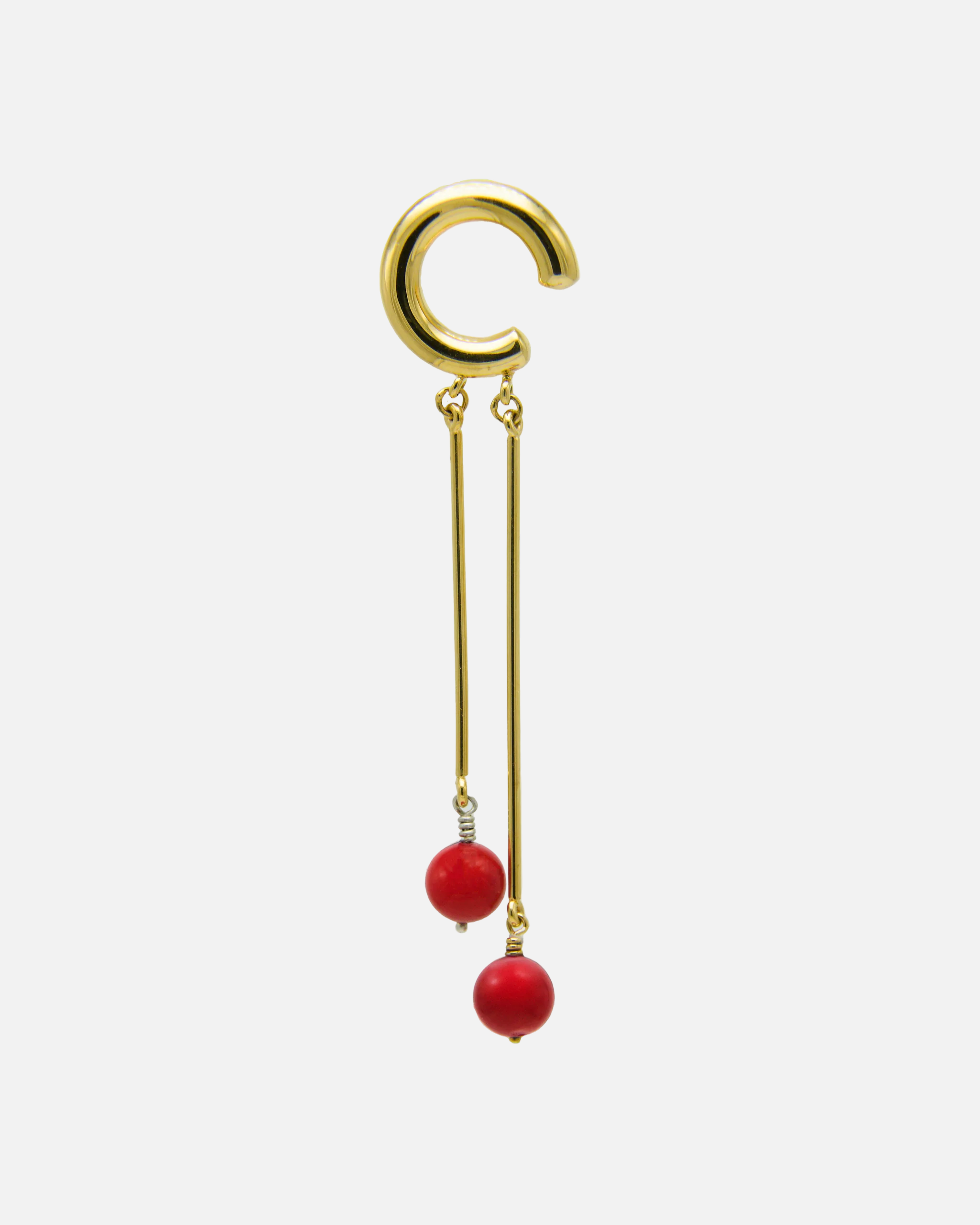 Earcuff Two Red Corals
