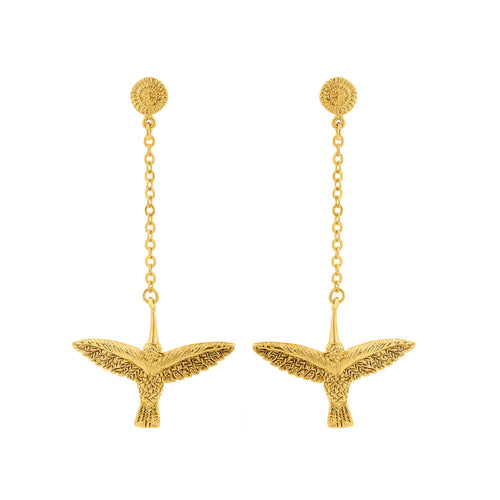 Earrings with Chain Hummingbird - Sophie Simone Designs