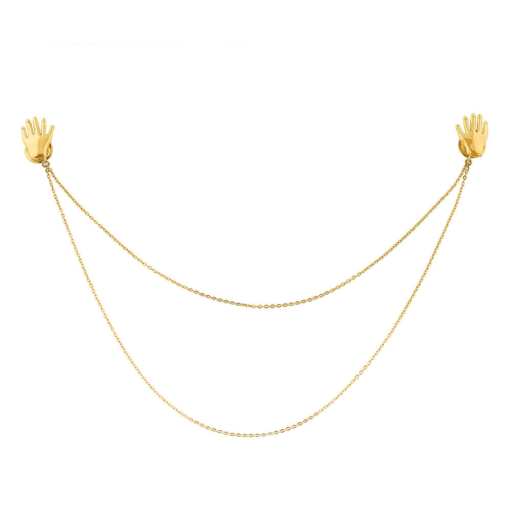 Two Hand Pin Two Pin Hands with Chain / Sophie Simone Designs Jewelry / 22K Gold ...