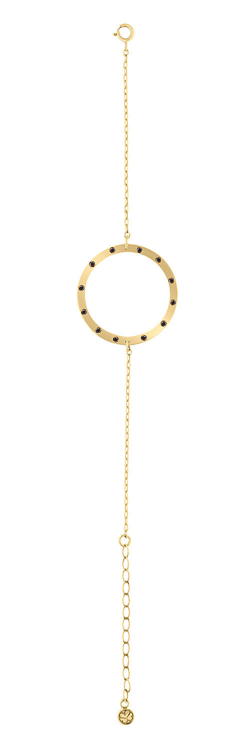 Bracelet Gold Circle and Black Diamonds - Sophie Simone Designs