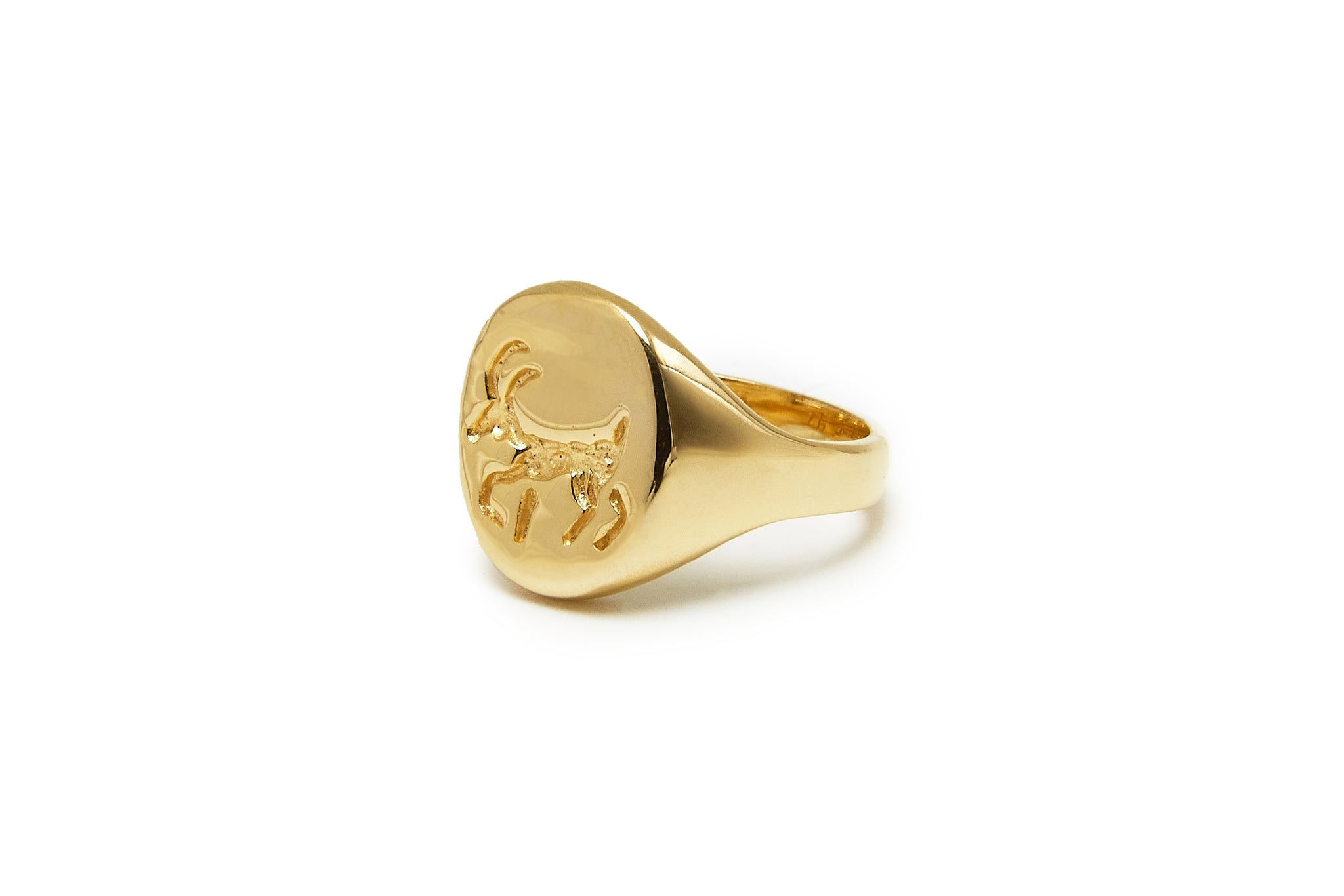 Polished Rose Gold Capricorn (Fish Goat Hybrid) Men's Zodiac Sign Ring
