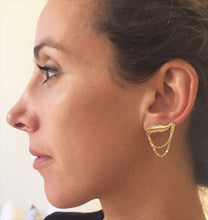 Cargar imagen en el visor de la galería, Earrings Pluma with Chain - Sophie Simone Designs
