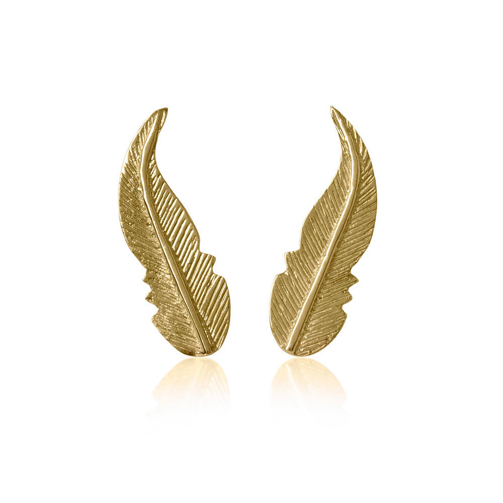 Earrings Feather Gold - Sophie Simone Designs